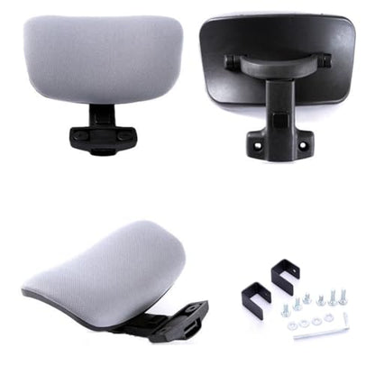 Universal Office Chair Headrest Attachment,Ajustable Height Angle Desk Chair Neck Support Pillow,Clip on Executive Chair Mesh Head Rest (Grey-Black Back,clamp Inner Diameter 0.87"/2.2 cm) - color: Grey-black Back, size: clamp inner diameter 0.87"/2.2 cm