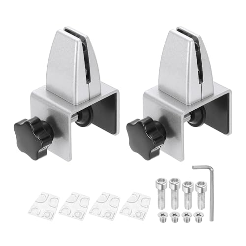 PATIKIL 1.8x1.3x2.1" Desk Divider Support Clamp 2Pcs Aluminum Desk Silver - color: Silver