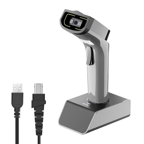 NETUM 1D Barcode Scanner, Wireless Bluetooth with Cradle, DS5000-Gray - color: Gray