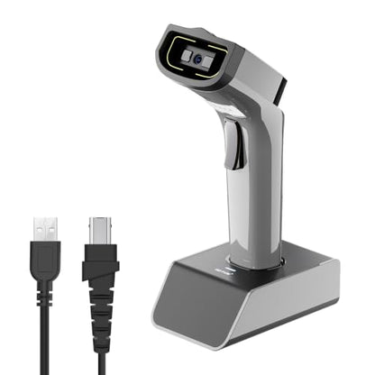 NETUM 1D Barcode Scanner, Wireless Bluetooth with Cradle, DS5000-Gray - color: Gray