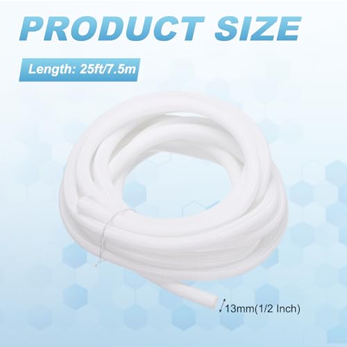 MECCANIXITY Split Sleeve Wire Loom 1/2" 25Ft White Self Wrapping Braided Sleeve UL94-V2 Fireproof PET Sleeving for Automotive, Home Cable Management - color: White, size: 1/2" x 25Ft
