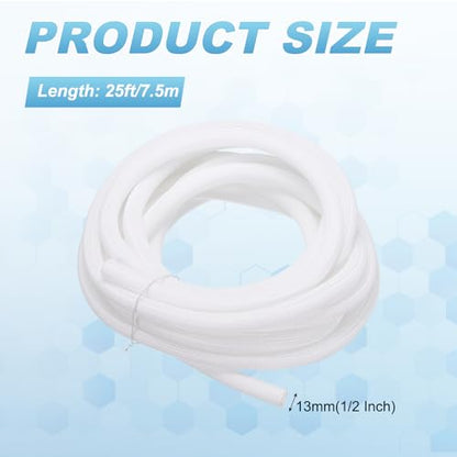 MECCANIXITY Split Sleeve Wire Loom 1/2" 25Ft White Self Wrapping Braided Sleeve UL94-V2 Fireproof PET Sleeving for Automotive, Home Cable Management - color: White, size: 1/2" x 25Ft