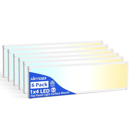 AIKVSXER 6Pack 1x4 LED Flat Panel Light, 6500LM Ultra-Bright, 30-50W White - color: White, size: 1x4ft-6P