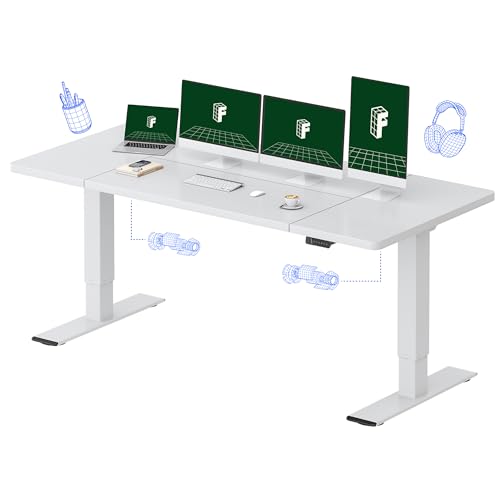 FLEXISPOT 79"x32" Electric Standing Desk, White | Dual Motor, 198 LBS Capacity, Spacious Workspace, Multi-Monitor Setup, Home Office & Creative Studio - color: White, size: 79x32"