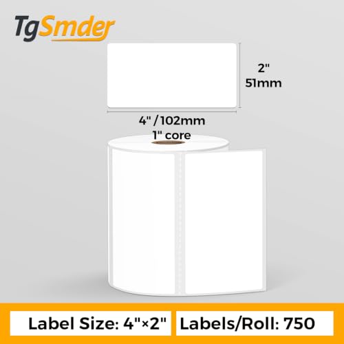 12-Roll 750 PCS 4"x2" Thermal Label for Zebra gx420d zd421, 1" Core - size: 4" x 2"-12 Rolls ( 9000 Labels )