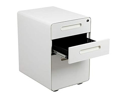 Flash Furniture 3-Drawer Locking Mobile Filing Cabinet, White - color: White, style: Ergonomic