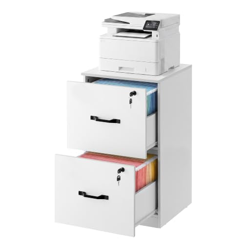 VASAGLE 2 Drawer File Cabinet with Locks, for A4, Letter Sized Documents - color: Cloud White, size: 2 Drawers