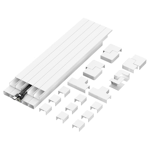 Mount-It! 157in Cord Hider Kit – Paintable Cable Raceway for TV Cables, Wires, and Power Cords, Wire Cover & Cable Concealer, Fire-Retardant Design, Incl. Corners & Connectors, Fits 2-3 Cables – White