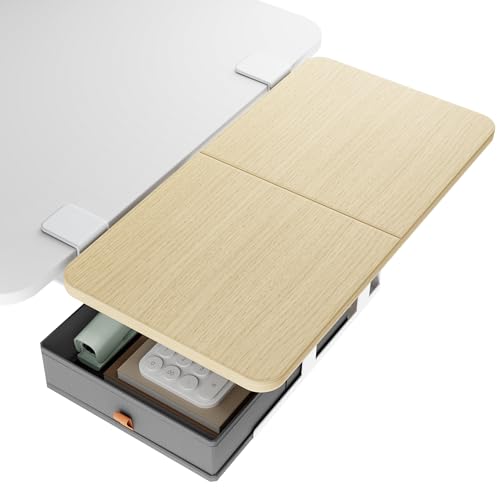PEGZONE Desk Extender Tray, 24" x 12", with Storage Drawer, Medium, Wood - color: Wood, size: Medium