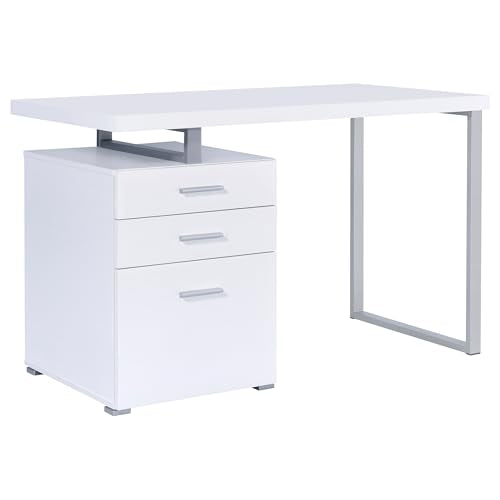 Coaster Brennan 47-Inch Rectangular 3-Drawer Desk with Storage White 800325 - color: White