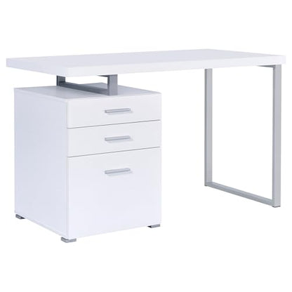 Coaster Brennan 47-Inch Rectangular 3-Drawer Desk with Storage White 800325 - color: White