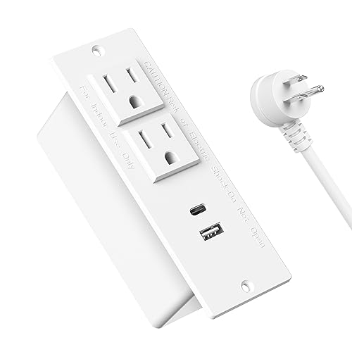 Conference Recessed Power Strip USB C PD 20W Fast Charging,Furniture Recessed Outlet,2 Outlets,2 USB Ports Table Power Strip,Flush Mount Power Strip for Side Table,6ft Cord,Flat Plug - color: White, size: 20W USB-C Ports
