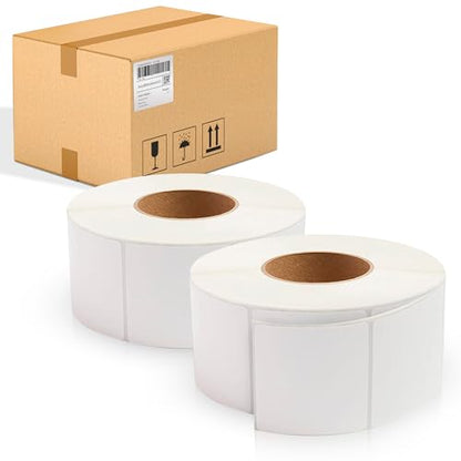ABC PACK & SUPPLY Thermal Transfer Labels 3 x 3 Inch, White Matte Shipping Labels, 3" Core, Perforated, 1950 Labels per Roll, 4 Rolls, Permanent Adhesive, Industrial Printer Compatible - style: 3" x 3" / 7800 Pack