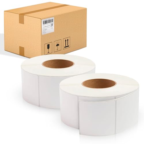 ABC PACK & SUPPLY Thermal Transfer Labels 3 x 3 Inch, White Matte Shipping Labels, 3" Core, Perforated, 1950 Labels per Roll, 4 Rolls, Permanent Adhesive, Industrial Printer Compatible - style: 3" x 3" / 7800 Pack