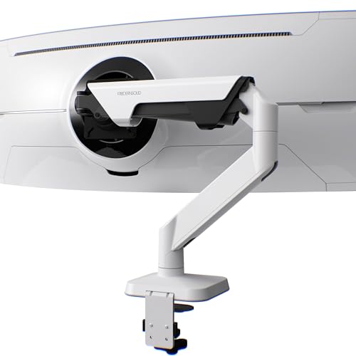 Modernsolid Heavy Duty Monitor Arm for 34-49 Inch Ultrawide Curved Screens | 14-38 lb Support,Gas Spring Full Motion,Cable Management,VESA 75x75/100x100,Red Dot Award-Winning Design,White - color: White