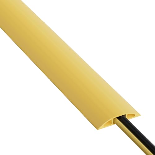 D-Line 6ft Floor Cord Cover, Floor Cable Protector, Extension Cord Cover, Protect Wires & Prevent Cable Trips, Cable Management Solution - Cord Cavity = 0.63" (W) x 0.31" (H) - Safety Yellow - color: Yellow, size: 6 Feet