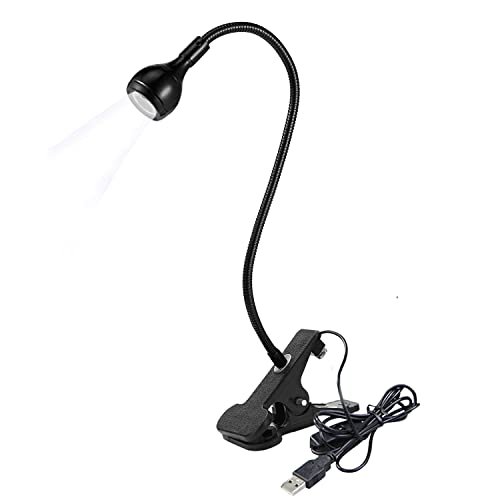 LED Desk Lamp Clip On Light,360°Flexible Gooseneck and Clamp Reading Light - color: Aa Black
