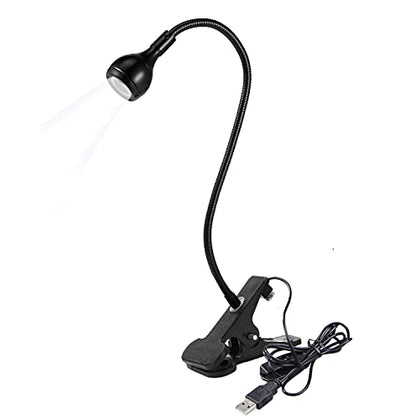 LED Desk Lamp Clip On Light,360°Flexible Gooseneck and Clamp Reading Light - color: Aa Black