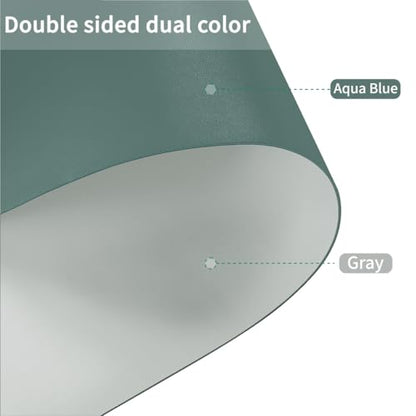 Faux Leather Table Cover,1.8mm Thick,17x72 Inch Desk Cover,Dresser Cover Top,Dresser Protector Top,Dresser Cover,End Table Cover.(Aqua Blue+Gray,17x72) - color: Aqua Blue+gray, size: 17" x 72"