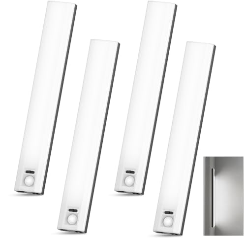 4-Pack 10 Inch Under Cabinet Lighting, 6500K Motion Sensor Light Black - color: Black | Daylight