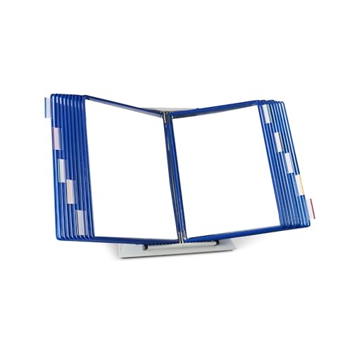 Tarifold Desktop Reference Organizer & Display System, 20 Double-Sided Pockets, 40 Sheet Capacity, Expandable, Durable Steel Wire Frames, Letter Size, Made in France, Blue - color: Blue, size: 20 Pockets