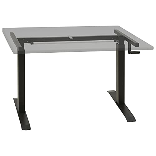 Manual Height Adjustable Desk Frame with Hand Crank, Black Powder-Coated Carbon Steel, Width 40.2"-63", Height 28"-44.5" for Workstation - color: Black