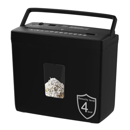 Suntiko 5-Sheet Small Cross Cut Paper Shredder Black | P-4 High Security, 4-Mode Anti-Jam, 2.38Gal Transparent Bin, Thermal Protection Compact Home Office Shredder - color: black