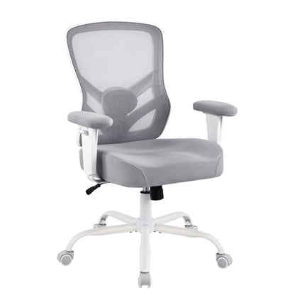 YFO Ergonomic Office Chair, Mesh Computer Desk Chair | Adjustable Back Lumbar Support and Armrests, Comfy Executive Rolling Swivel Task Chair for Home Office, Grey - color: Grey