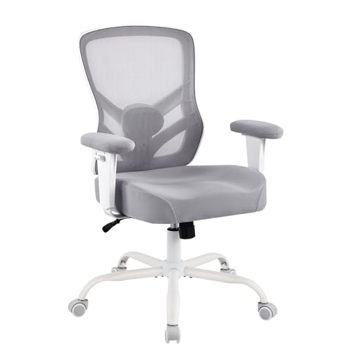 YFO Ergonomic Office Chair, Mesh Computer Desk Chair | Adjustable Back Lumbar Support and Armrests, Comfy Executive Rolling Swivel Task Chair for Home Office, Grey - color: Grey