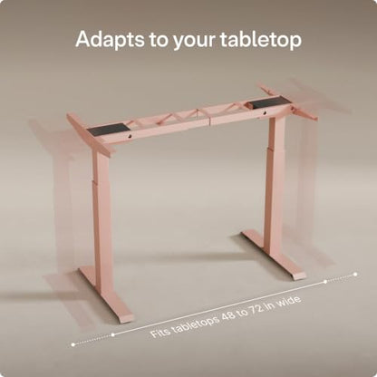Desktronic Height Adjustable Standing Desk Frame — Ergonomic Sit Stand Desk Frame, Electric Dual Motor, USB & USB-C Charging, Wobble-Free, Touchscreen, 3 Memory Presets, Anti-Collision - color: Pink