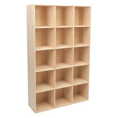 15 Cube Storage Organizer - Solid Wood Bookshelf - Cube Shelf - Vertical or Horizontal Bookcase - Open Book Shelf - Easy Assembly for Bedroom, Living Room, Office - size: 15-Cube