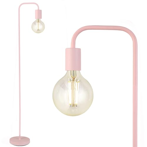 BoostArea Floor Lamp, Modern Cute Pink Floor Lamp, 63Inch Metal Standing Lamp, E26 Socket, On/Off Footswitch, ETL Listed, Tall Thin Skinny Cool Floor Lamp for Living Room, Bedroom Decor, Minimalist - color: Pink