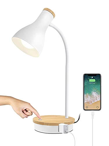 LALISU Metal Desk Lamp Wireless Charging Table Lamp Touch Reading Lights - color: Touch-White