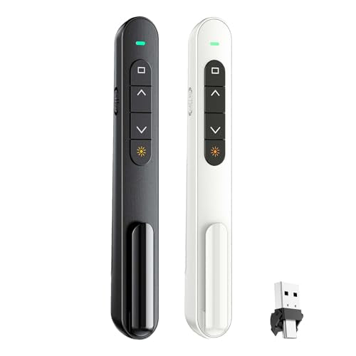 QUI 2 Pack Wireless Presenter Remote, USB A&C, Black White | 2.4GHz RF Presentation Clicker with Hyperlink Volume Control, USB Presentation Remote for Mac, Laptop, Google Slides - color: Black White, style: USB Type-c