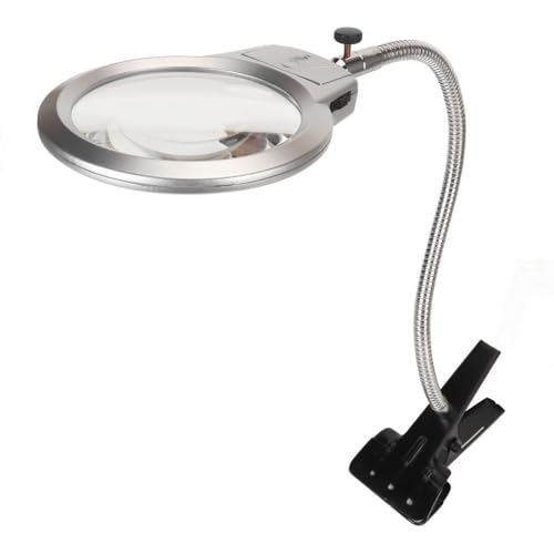 2X/6X Dual Lens Flexible Arm Magnifying with LED Light Clamp-On Desk Lamp for Watch Repair, Jewelry Making & Hobby Work