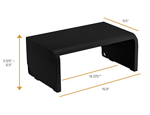 Bostitch Office Konnect Adjustable Monitor Stand Riser, 4 Height Adjustments, Built-In Cable Management, Rubber Feet - Black - color: Black, style: Laptop Stand