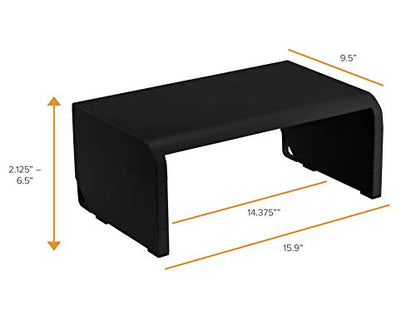 Bostitch Office Konnect Adjustable Monitor Stand Riser, 4 Height Adjustments, Built-In Cable Management, Rubber Feet - Black - color: Black, style: Laptop Stand