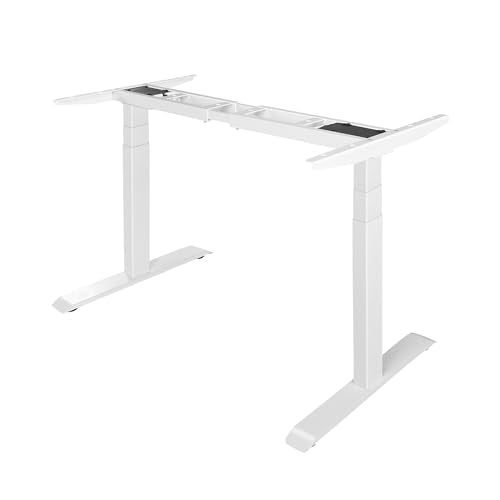 Fromann Dual Motor Electric Standing Desk Frame 3 Tier Legs Height Adjustable Handset with USB A+ C Ports Sit Stand up Desk Base for Home and Office (White) - color: White