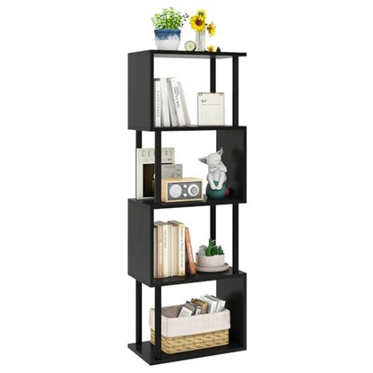 IBUYKE 5-Tier Tall Bookshelf,S-Shaped Geometric Bookcase,Black WBC015B - color: Black, size: 5 Tier