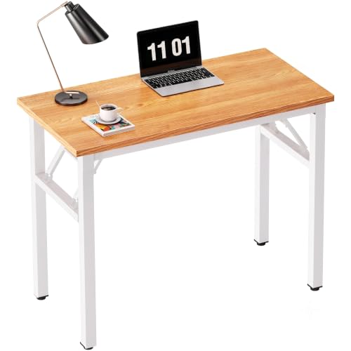 Need Folding Computer Desk - 31.5 Inch Foldable Office Writing Work Study Kids Student Teacher Home Bedroom Table for Small Space, Teak White - color: Teak & White, size: 31.5 inches