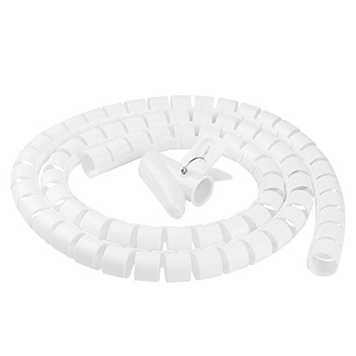 Cable Organizer Coiled Tube Sleeve Cable Management Sleeve (White, 59inches Length, 1.1inches Diameter) - color: White, size: 59inch*1.1inch*1pc