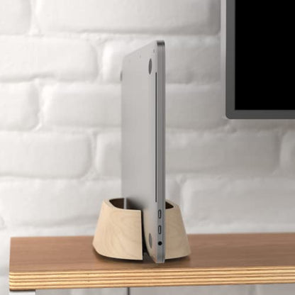 HumanCentric Vertical Laptop Stand in Maple Wood, Adjustable - color: Maple Wood