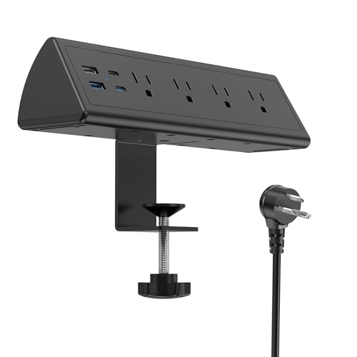 Jgstkcity Desk Clamp Power Strip,20W Fast Charging Station,Surge Protector Nightstand Edge Mount,1875W Extension Cord with Multiple Outlets,2 USB-C,2 USB-A,for Home Office (Black, 6 FT) - size: 1PCS-6 FT