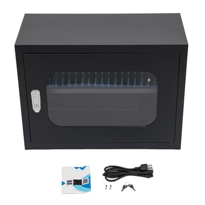20-Device Cell Phone Charging Cabinet, Lockable Steel Charging Station - color: Black, size: 20-Device