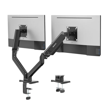 Mount-It! Dual Monitor Mount, 17-32", 19.8 lbs Each | Full motion spring arms with tilt/swivel/rotate, VESA 75x75 & 100x100, desk mount.
