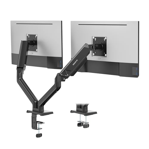 Mount-It! Dual Monitor Mount, 17-32", 19.8 lbs Each | Full motion spring arms with tilt/swivel/rotate, VESA 75x75 & 100x100, desk mount.
