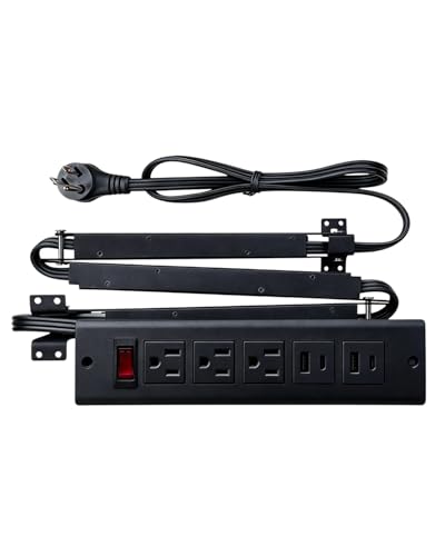 Drawer Outlet Charger Station with Cable Management Arm, Black | USB C PD20W Fast Charger, Under Cabinet Desk Drawer, Power Outlet - color: Black