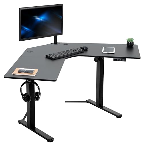 VIVO Black 47 x 47 in Corner Standing Desk, DESK-E1L94B | Electric, Holds 154 lbs, L-Shaped Table, Sit Stand, Height Adjustable, Memory Presets, Home Office, Black Frame - color: Black, size: 47" x 47"