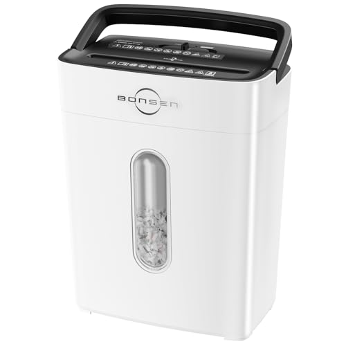 BONSEN 8-Sheet Cross Cut Paper Shredder for Home, P-4 Security Level, White - color: White, size: 8-Sheet Cross Cut