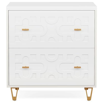 Tribesigns 2-Drawer Lateral File Cabinet, Warm White and Gold | Modern, Legal/Letter/A4 Size, Large Storage, Printer Stand, Home Office - color: Warm White & Gold